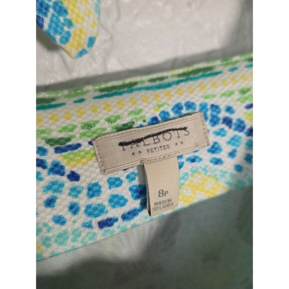 Talbots Petite 8 Sleeveless Dress Beach Coastal Print Tie Back Casual Summer - Picture 4 of 8